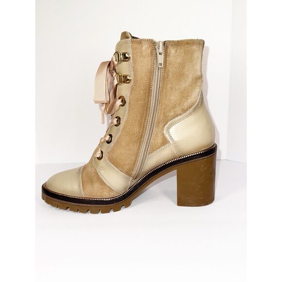 Softwaves Sahara Boots Leather Suede Ribbon Tie Chunky Lug Combat Boho Tan 36/6 - Picture 6 of 16